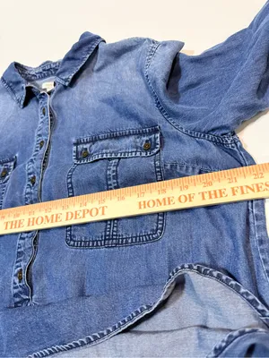Fossil Blue Denim Shirt Dress size L thumbnail 5
