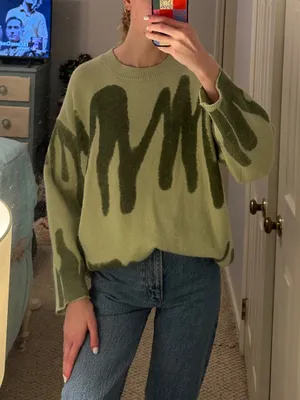 Princess Polly Katie Oversized Green Scribble Sweater thumbnail 1