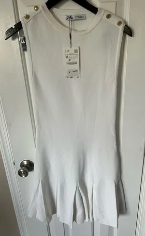Zara white flared dress size XS knitted thumbnail 1
