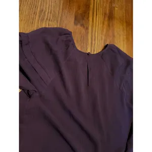 Ann Taylor Purple Crinkle Chiffon Ruffle Long Sleeve Blouse Size L thumbnail 6