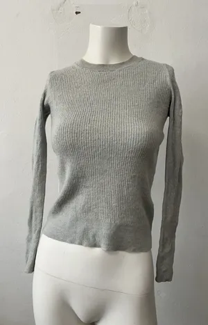 Banana Republic Merino Wool Sweater S Cropped Ribbed Preppy Academic w/stains thumbnail 1