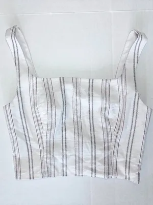 Antonio Melani Striped Crop Top 100% Cotton - Ivory / Bark - Size 12 thumbnail 1
