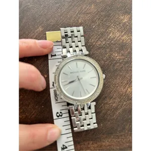 Michael Kors silver color faux diamond watch fits a small wrist 5 inches laying thumbnail 7