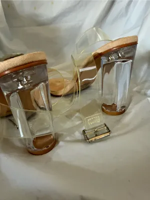 Cushionare Clear Strap Beige Suede Slide Mules thumbnail 4