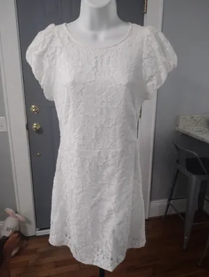 Free People White Hailee Lace Mini Dress with Back Tie thumbnail 3