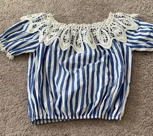 💙🦋Women’s Striped off the shoulder thumbnail 1