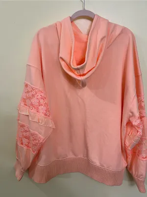 NEW Altar’d State AS Revival Peach Lace Hoodie Size Large NWT thumbnail 6