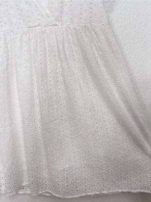 Miss Sparkling White Eyelet Embroidered Ruffle Sleeve Babydoll Mini Dress thumbnail 4