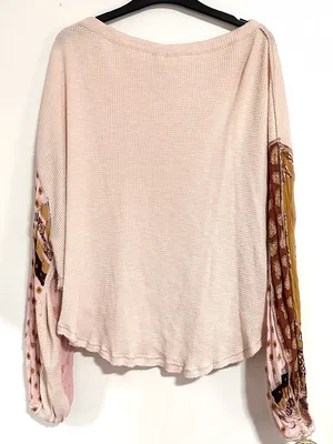 Free People Blossom Thermal Mixed Media Top Cream Small thumbnail 4