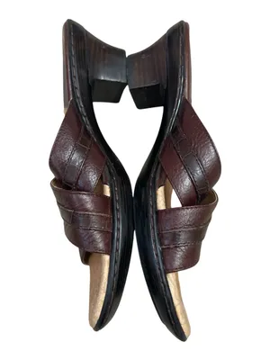 Sofft Brown Leather Crisscross Slide Everyday Comfort Sandals thumbnail 2