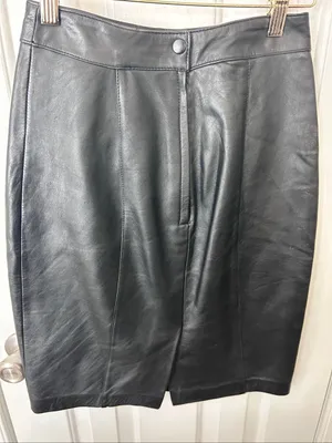 Vintage 90s G3 Leather Midi Skirt Black Goth Grunge Punk Button Up Western Fall thumbnail 2