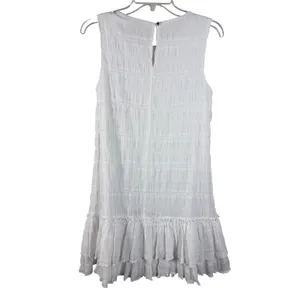 Tommy Hilfiger Shift Dress Womens 4‎ White New Smocked Ruffle Hem Sleeveless thumbnail 3