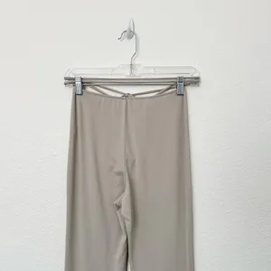 [TRESSER] Tan Criss Cross Tie Waist Ruched Low Rise Flare Leg Pants Size Small S thumbnail 6