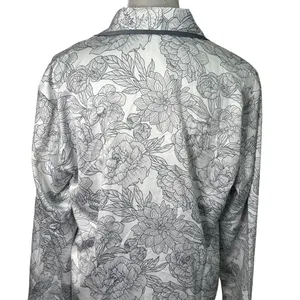 Nordstrom Rack Women's Gray/White Floral Satin Button Up Sleep Shirt M NWOT thumbnail 5