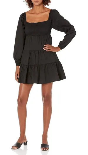 NWT Bb Dakota Womens Daniella Babydoll Casual Dress Black S thumbnail 1