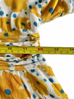 Vera for Anthropologie Sz XS Buttercup Mini Dress Floral Yellow Blue Buttons thumbnail 14