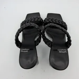 Jeffrey Campbell Amaryllis Black Braided Square Toe Block Heel Sandals Size 8.5‎ thumbnail 6