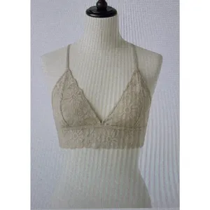 Victoria's Secret PINK Strappy Plunge Criss-Cross beige Lace Bralette Small thumbnail 12