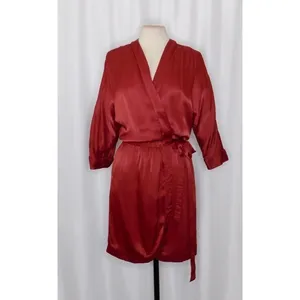 SCOTCH & SODA Maison Scotch Red Satin Wrap Dress Solid Party Cocktails Medium thumbnail 2
