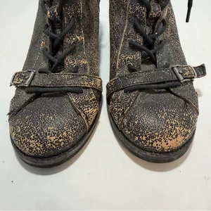 OTBT Floyd Distressed Crackle Leather Combat Boots Bronze Black Womens 7M thumbnail 7