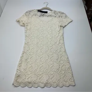 BKE‎ Boutique Buckle Cream Stretch Lace Mini Dress Tunic Womens Medium NEW *FLAW thumbnail 12
