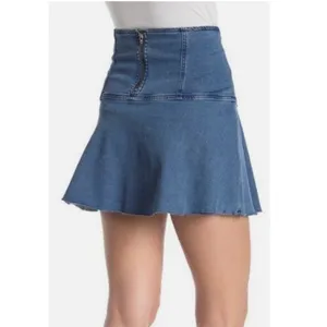 Free People We The Free Highlands Blue Denim Short Flare Skirt Size 2 thumbnail 2