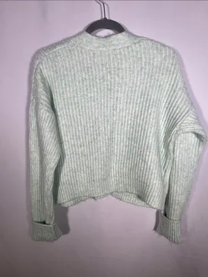 Mango Womens Antonia Cardigan Sweater Green Large thumbnail 5
