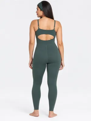 All in Motion M Green Open Back Active Jumpsuit Unitard Square Neck Workout thumbnail 11