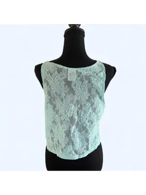 Vintage Y2K Victoria's Secret Pink mint lace coquette crop tank top Size XS 💚 thumbnail 4