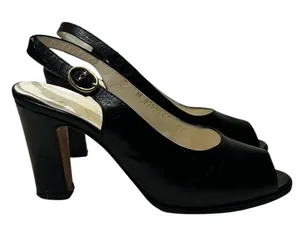 Garolini Leather Peep Toe Slingback Heels Old Money Vintage Italian Luxury 6 thumbnail 1