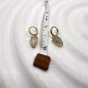 Earrings water droplets‎ heart Gold thumbnail 6