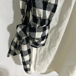 Zara Gingham Poplin Tunic‎ with Side Slit Black White Size Large thumbnail 5