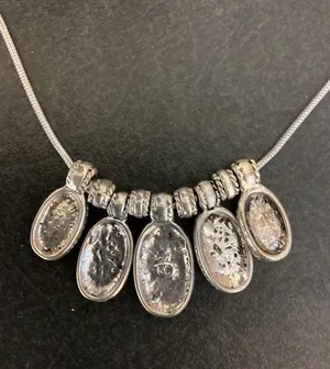 Vintage KC Mark Earthtone Cabochon Pendants Silvertone Necklace (687) thumbnail 4