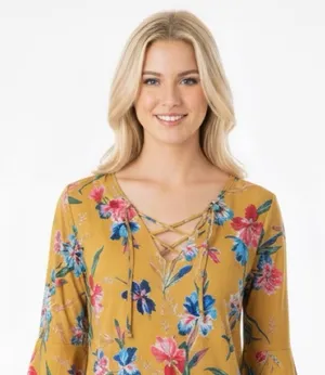 Jodifl floral plunge neckline boho top size medium thumbnail 1