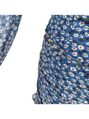 Bardot Floral V-Neck Long-Sleeve Mini Dress Ruffled Ruched Blue Size XL thumbnail 10