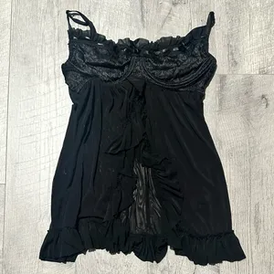 Dreamgirl Women's Lace Ruffle Sheer Lingerie Ribbon Detailed Strap large chiffon thumbnail 2