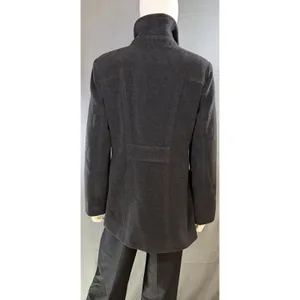 London Fog Wool Blend Coat M Black Charcoal Car Coat Button Front thumbnail 4