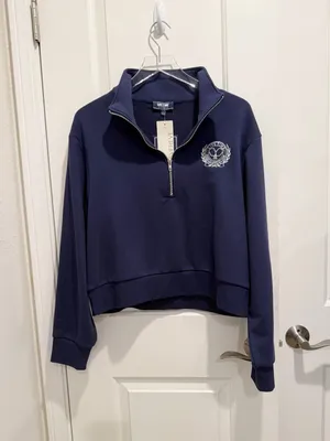 EVEREVE x LIFETIME NWT Varsity Quarter Zipper Pullover Sweatshirt Navy Blue L thumbnail 2