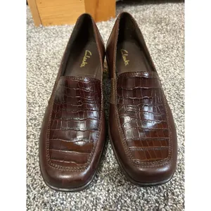 Clarks Susannah Brown Leather Alligator Croc Print‎ Loafers Women's Size 7.5 thumbnail 8