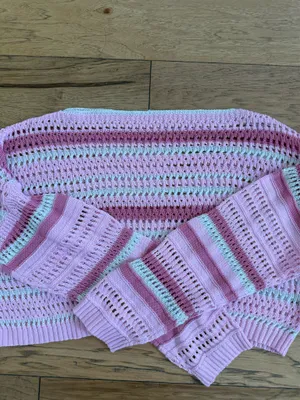 SheIn Pink Crochet Sweater thumbnail 5