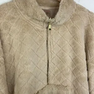 No Boundaries Faux Fur Pullover Sweatshirt Long Sleeve 1/2 zipper XXL thumbnail 4