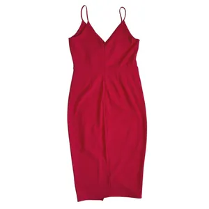 Betsey Johnson Red Faux Wrap Midi Dress Womens 8 V Neck Spaghetti Strap thumbnail 8