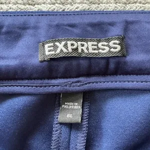 Express Navy Blue Pull On Pleated Wide Leg Dress Pants Trousers Size 6 Long thumbnail 3