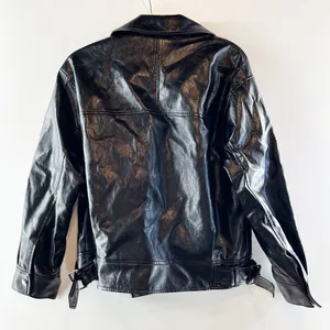 Zara Faux-Leather Long Sleeve Full Zip Motorcycle Moto Jacket Black XS thumbnail 4
