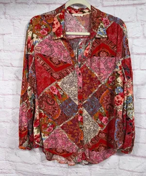 Lovestitch Women's Large Patchwork Floral Blouse thumbnail 1