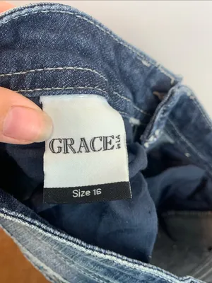 Grace in LA bedazzled cross jean sz 27 western faith boot cut rhinestones moto thumbnail 5
