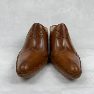 Frye Phoenix Mule‎ Cognac Leather Western Pointed Toe Block Heel 70740 Women 7M thumbnail 2