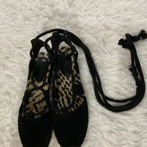 & Other Stories Women Flat Black Lace Up Espadrille Sandals . Size-7 thumbnail 6