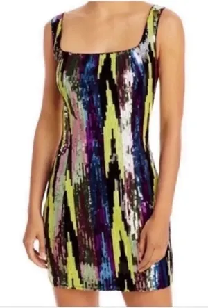 Aqua Sequin Multi-colored Body-con Dress (Size XS) thumbnail 1