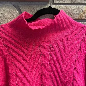 Free People Mock Neck Bell Sleeve Sweater Hot Pink XL thumbnail 8